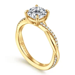 Hot Gabriel & Co. Campana - 18K Yellow Gold Cushion Cut Twisted Diamond Engagement Ring