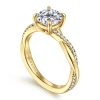 Discount Gabriel & Co. Campana - 14K Yellow Gold Cushion Cut Twisted Diamond Engagement Ring