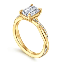 Online Gabriel & Co. Campana - 18K Yellow Gold Emerald Cut Twisted Diamond Engagement Ring