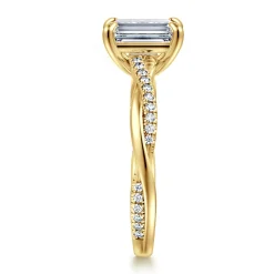 Online Gabriel & Co. Campana - 14K Yellow Gold Emerald Cut Twisted Diamond Engagement Ring