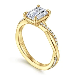 Online Gabriel & Co. Campana - 14K Yellow Gold Emerald Cut Twisted Diamond Engagement Ring