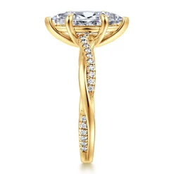 Clearance Gabriel & Co. Campana - 18K Yellow Gold Marquise Shape Twisted Diamond Engagement Ring