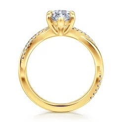 Clearance Gabriel & Co. Campana - 18K Yellow Gold Marquise Shape Twisted Diamond Engagement Ring