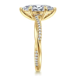 Gabriel & Co. Campana - 14K Yellow Gold Marquise Shape Twisted Diamond Engagement Ring