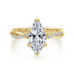 Gabriel & Co. Campana - 14K Yellow Gold Marquise Shape Twisted Diamond Engagement Ring