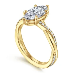 Gabriel & Co. Campana - 14K Yellow Gold Marquise Shape Twisted Diamond Engagement Ring