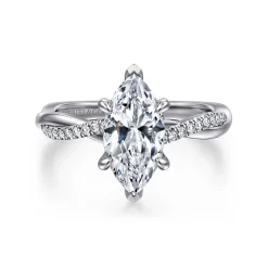 Outlet Gabriel & Co. Campana - 18K Yellow Gold Marquise Shape Twisted Diamond Engagement Ring