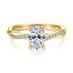 Best Gabriel & Co. Campana - 14K Yellow Gold Oval Diamond Engagement Ring