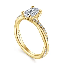 Best Gabriel & Co. Campana - 14K Yellow Gold Oval Diamond Engagement Ring