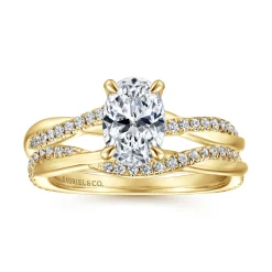 Best Gabriel & Co. Campana - 14K Yellow Gold Oval Diamond Engagement Ring