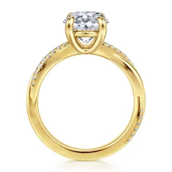 Clearance Gabriel & Co. Campana - 14K Yellow Gold Oval Diamond Engagement Ring