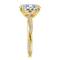 Clearance Gabriel & Co. Campana - 14K Yellow Gold Oval Diamond Engagement Ring