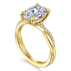 Clearance Gabriel & Co. Campana - 14K Yellow Gold Oval Diamond Engagement Ring