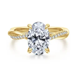 Hot Gabriel & Co. Campana - 14K Yellow Gold Oval Diamond Engagement Ring