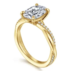 Hot Gabriel & Co. Campana - 14K Yellow Gold Oval Diamond Engagement Ring
