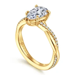 Online Gabriel & Co. Campana - 18K Yellow Gold Pear Shape Twisted Diamond Engagement Ring