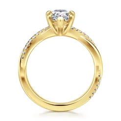 Clearance Gabriel & Co. Campana - 14K Yellow Gold Pear Shape Twisted Diamond Engagement Ring