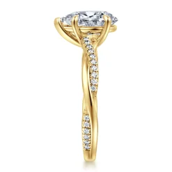 Clearance Gabriel & Co. Campana - 14K Yellow Gold Pear Shape Twisted Diamond Engagement Ring