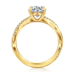 Clearance Gabriel & Co. Campana - 18K Yellow Gold Pear Shape Twisted Diamond Engagement Ring