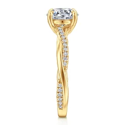 Clearance Gabriel & Co. Campana - 18K Yellow Gold Pear Shape Twisted Diamond Engagement Ring
