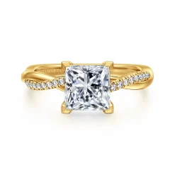 Hot Gabriel & Co. Campana - 18K Yellow Gold Princess Cut Twisted Diamond Engagement Ring