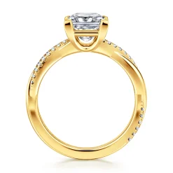 Hot Gabriel & Co. Campana - 18K Yellow Gold Princess Cut Twisted Diamond Engagement Ring