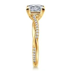 Hot Gabriel & Co. Campana - 18K Yellow Gold Princess Cut Twisted Diamond Engagement Ring