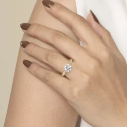 New Gabriel & Co. Campana - 14K Yellow Gold Round Twisted Diamond Engagement Ring
