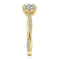 New Gabriel & Co. Campana - 14K Yellow Gold Round Twisted Diamond Engagement Ring