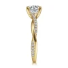 Hot Gabriel & Co. Campana - 14K Yellow Gold Twisted Round Diamond Engagement Ring
