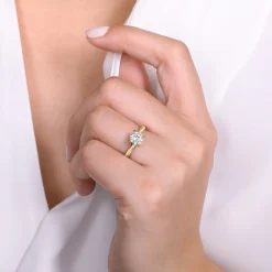 Hot Gabriel & Co. Campana - 14K Yellow Gold Twisted Round Diamond Engagement Ring