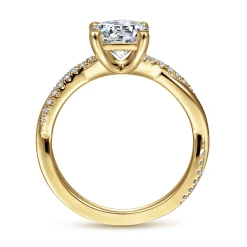 Hot Gabriel & Co. Campana - 14K Yellow Gold Twisted Round Diamond Engagement Ring