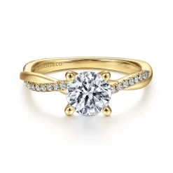Hot Gabriel & Co. Campana - 14K Yellow Gold Twisted Round Diamond Engagement Ring