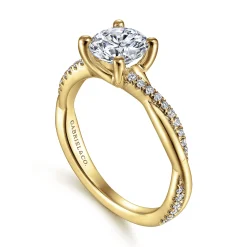 Hot Gabriel & Co. Campana - 14K Yellow Gold Twisted Round Diamond Engagement Ring