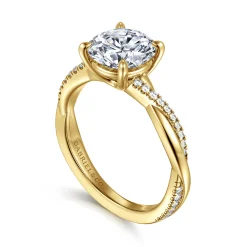 Online Gabriel & Co. Campana - 14K Yellow Gold Twisted Round Diamond Engagement Ring