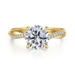 Online Gabriel & Co. Campana - 14K Yellow Gold Twisted Round Diamond Engagement Ring