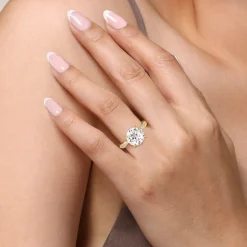 Gabriel & Co. Campana - 14K Yellow Gold Twisted Round Diamond Engagement Ring