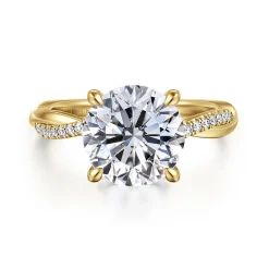 Gabriel & Co. Campana - 14K Yellow Gold Twisted Round Diamond Engagement Ring