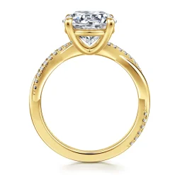 Gabriel & Co. Campana - 14K Yellow Gold Twisted Round Diamond Engagement Ring