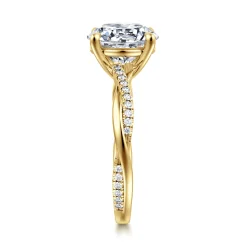 Gabriel & Co. Campana - 14K Yellow Gold Twisted Round Diamond Engagement Ring