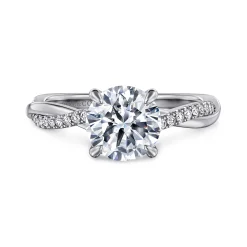 New Gabriel & Co. Campana - Platinum Pear Shape Twisted Diamond Engagement Ring