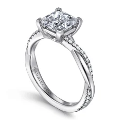 Sale Gabriel & Co. Campana - Platinum Princess Cut Twisted Diamond Engagement Ring