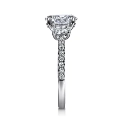 New Gabriel & Co. Camra - 14K White Gold Oval Three Stone Diamond Engagement Ring