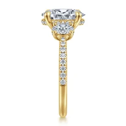 Hot Gabriel & Co. Camra - 14K Yellow Gold Oval Three Stone Diamond Engagement Ring