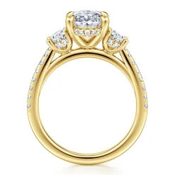 Hot Gabriel & Co. Camra - 14K Yellow Gold Oval Three Stone Diamond Engagement Ring
