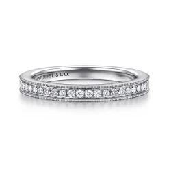 Online Gabriel & Co. Capri - Vintage Inspired 14K White Gold Micro Pave Diamond Wedding Band - 0.17 ct