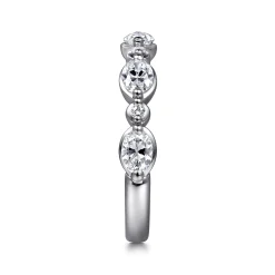 Sale Gabriel & Co. Captivate - 14K White Gold Bezel Set Oval and Round Diamond Anniversary Band - 0.8 ct