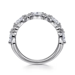 Sale Gabriel & Co. Captivate - 14K White Gold Bezel Set Oval and Round Diamond Anniversary Band - 0.8 ct