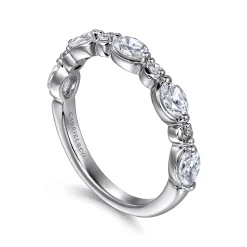 Sale Gabriel & Co. Captivate - 14K White Gold Bezel Set Oval and Round Diamond Anniversary Band - 0.8 ct