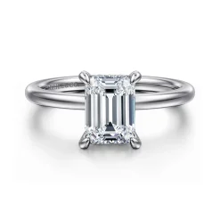 Hot Gabriel & Co. Cari - 18K White Gold Emerald Cut Diamond Engagement Ring